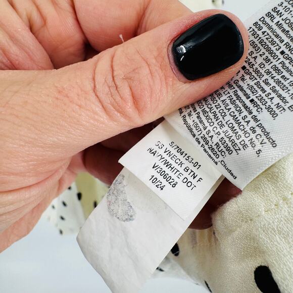 Old Navy Cream & Black Polka Dot Peplum Top Women’s Size XL - Picture 6 of 8